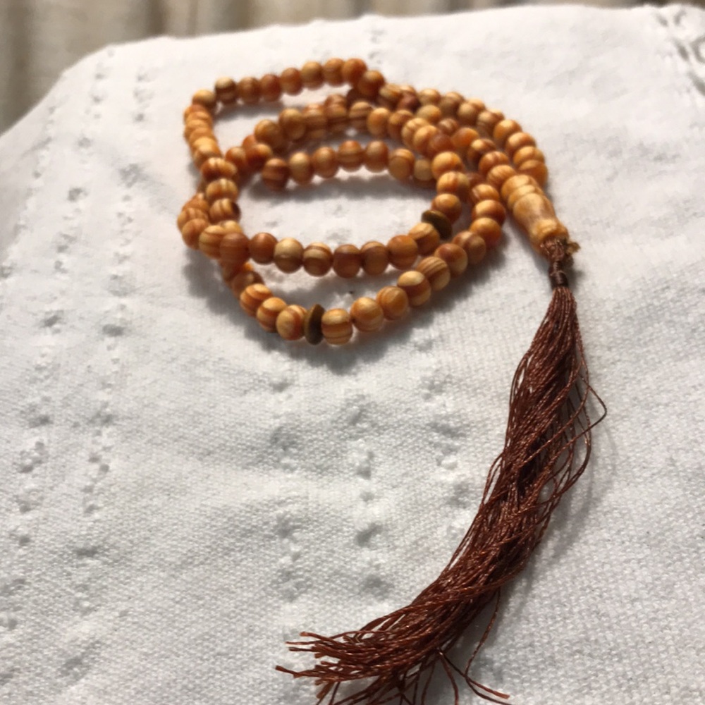 Islamic Tasbih Prayer 99 Beads Muslim Hand Made Misbaha Light Brown